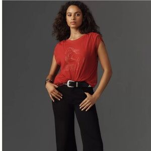 Anthropologie Pilcro Graphic Band Tulle Tee
